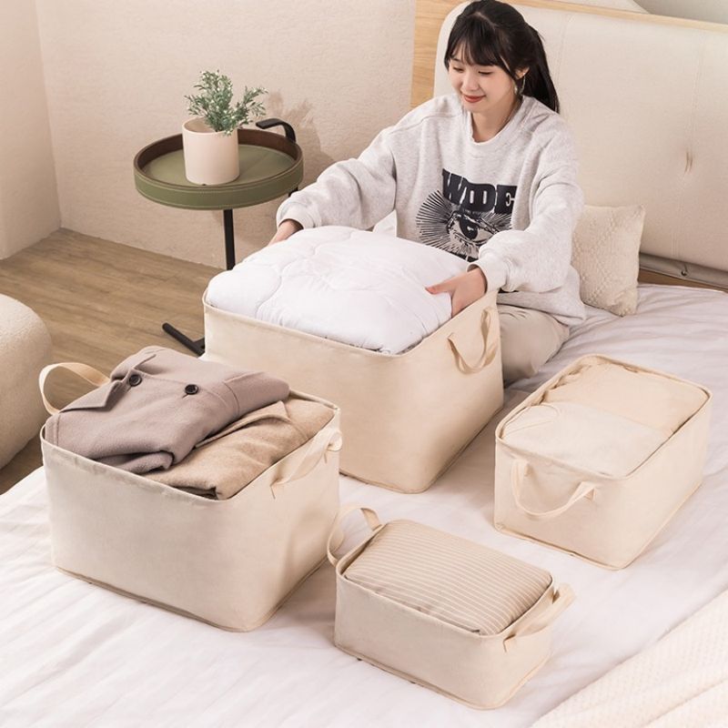 Clothes storage basket Fabric toys clothing storage box Household canvas Japanese foldable laundry basket large thumbnail