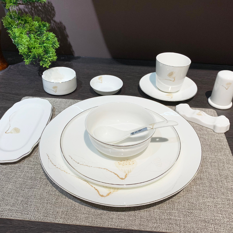 星级酒店用品陶瓷摆台餐具套装会所八件套大排档餐厅翅碗碟子批发餐盘陶瓷