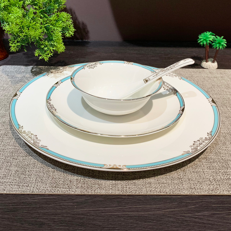 Factory direct sales of hotel ceramic tableware set of eight pieces: bowls, plates, spoons, towels, dishes, kitchen hotel tableware, hotel supplies plates, dinner plates, ceramics Specification image
