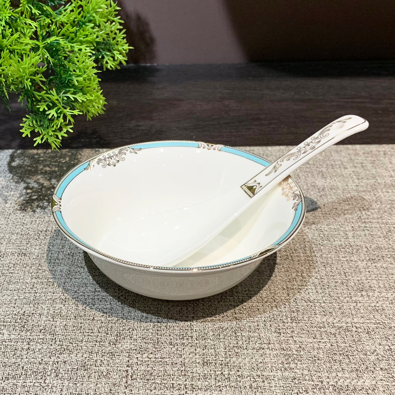 Factory direct sales of hotel ceramic tableware set of eight pieces: bowls, plates, spoons, towels, dishes, kitchen hotel tableware, hotel supplies plates, dinner plates, ceramics Item Picture
