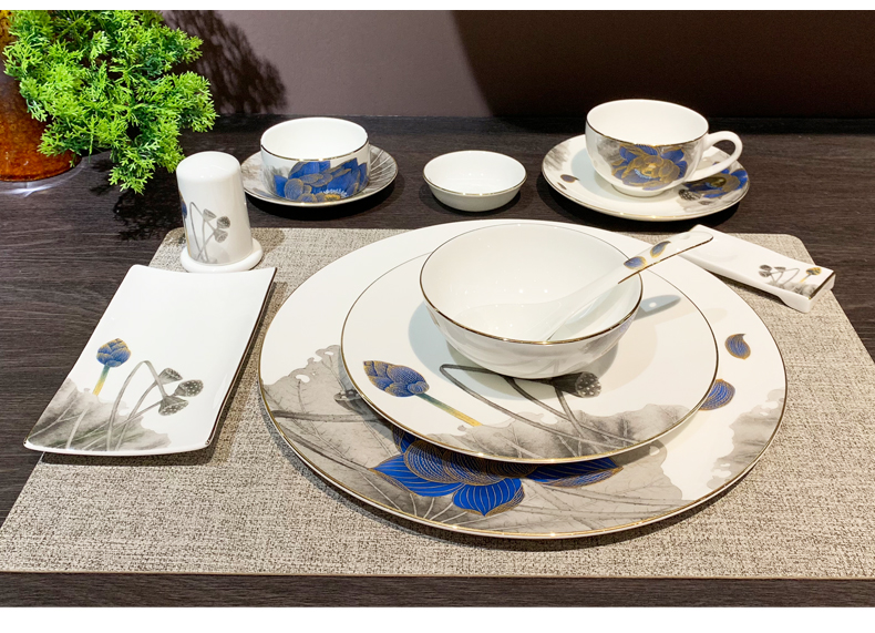 Nuevo estilo chino estrella hotel mesa de juego juego de vajilla club comida China mesa de alto nivel mesa de juego vajilla de cerámica restaurante hotel suministros plato plato de comida cerámica pic 1