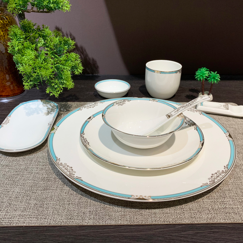 厂家直销酒店陶瓷摆台餐具八件套碗盘勺毛巾碟后厨酒店摆台餐具酒店用品盘子餐盘陶瓷