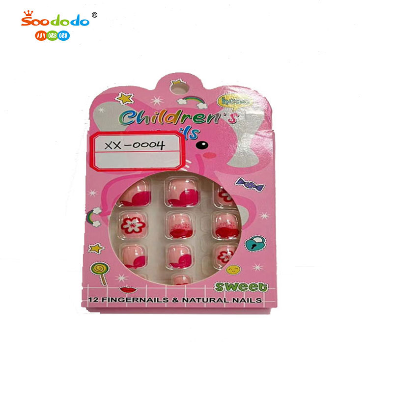 Xindu Culture Group glory produced XDXX-0004 children's jewelry nail wear nail plate wholesale the whole light and light all stick trapezoid seamless nail plate free of cutting transparent frosted nail plate full figure