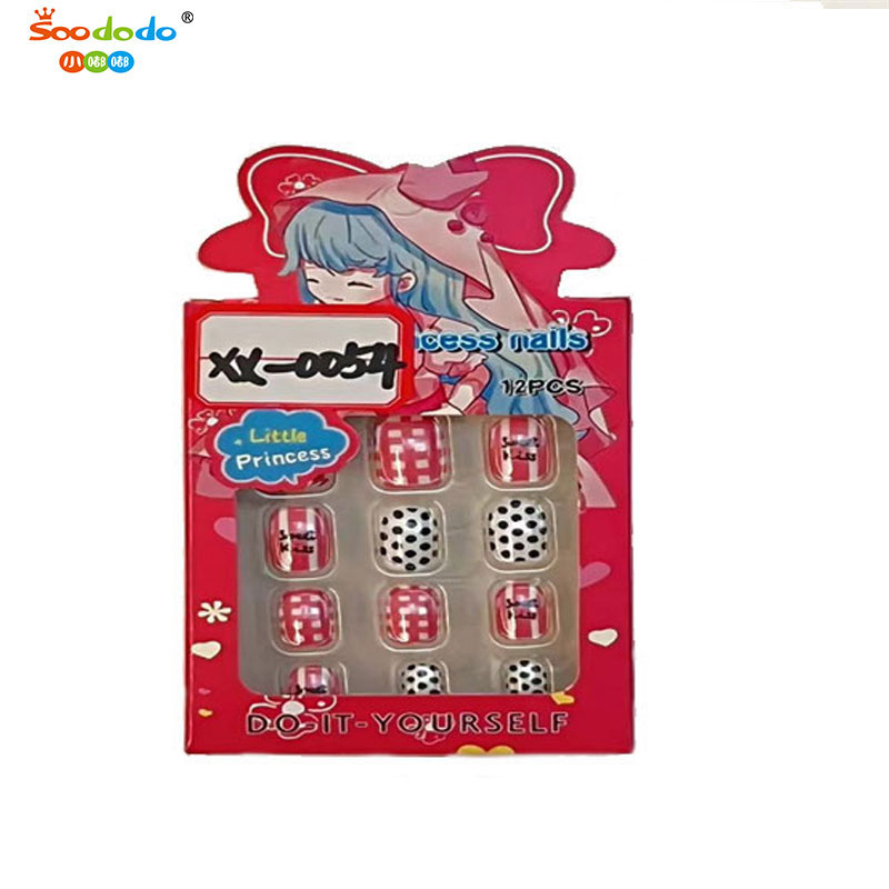 Xindu Culture Group glory produced XDXX-0054 nail nails for children cute cartoon fake nails removable with back rubber nail attached to adult electroplated nail nails