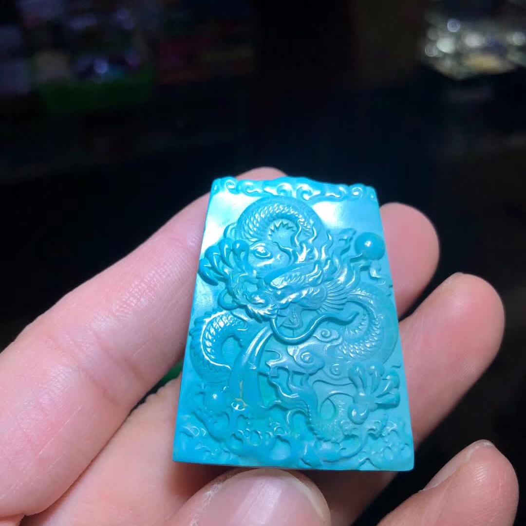 Mengsong Tag e Premium High-end Accessories, Imposing three-dimensional exquisitely carved Dragon zodiac jade Pendant, Blue Water Divine Dragon Guardian Pendant details Picture