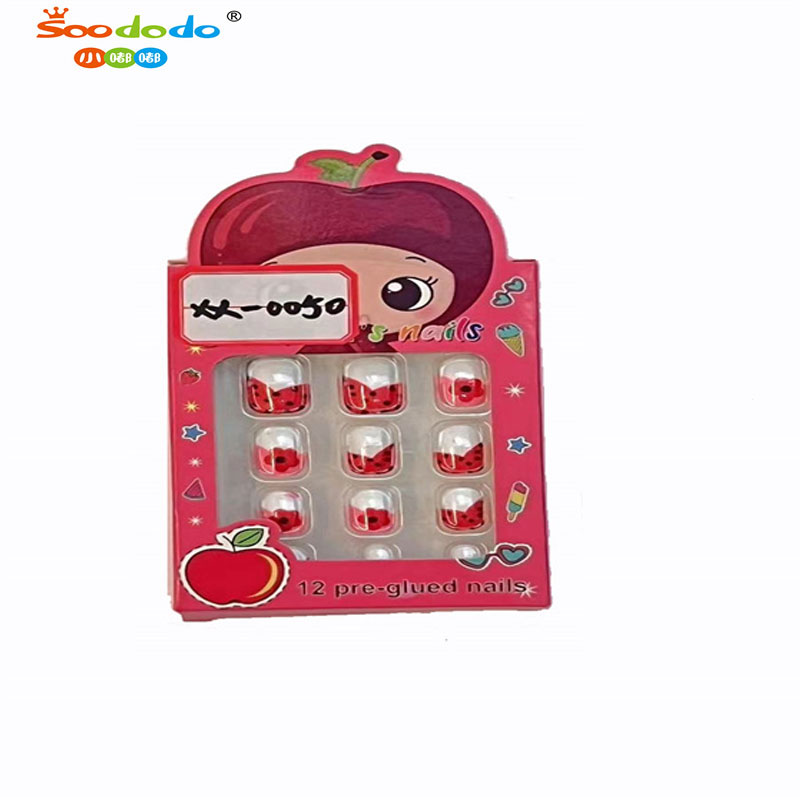 鑫都文化集团荣耀出品XDXX-0050卡通动物成品穿戴甲可爱甜美儿童穿戴甲美甲贴片可拆卸印花假指甲儿童数码美甲