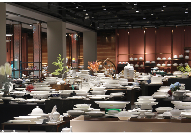National trend manufacturer tableware set, hotel supplies, ceramic bowls, high appearance level, creative table setting for clubs and restaurants, eight-piece set of plates, wing bowls and plates, wholesale dining plates, ceramic pic 1