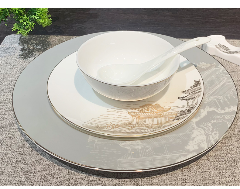 National trend manufacturer tableware set, hotel supplies, ceramic bowls, high appearance level, creative table setting for clubs and restaurants, eight-piece set of plates, wing bowls and plates, wholesale dining plates, ceramic pic 6