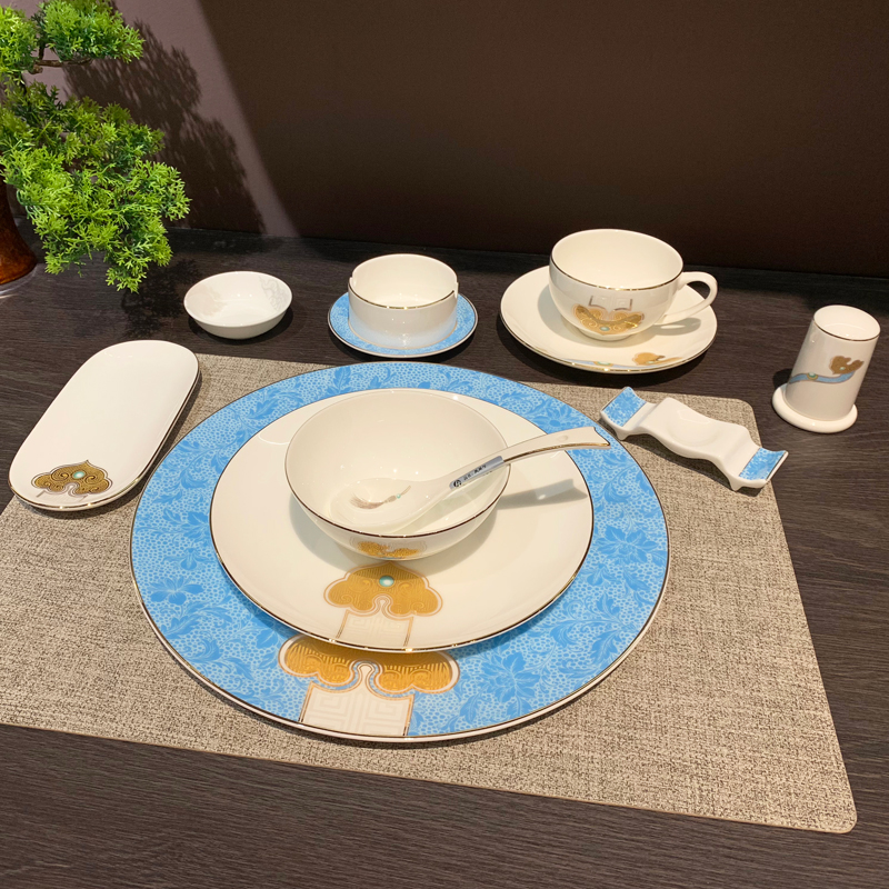 批发酒店陶瓷餐厅摆台餐具饭店会所盘碗勺套装豪华八件套翅碗碟