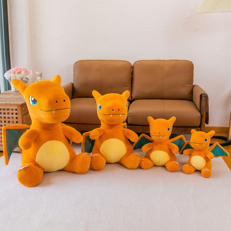 Wholesale of plush toys, fire-breathing dragon figurines, life-sized dinosaur plush toys, large cartoon fire-dragon dolls, and throw pillows details Picture