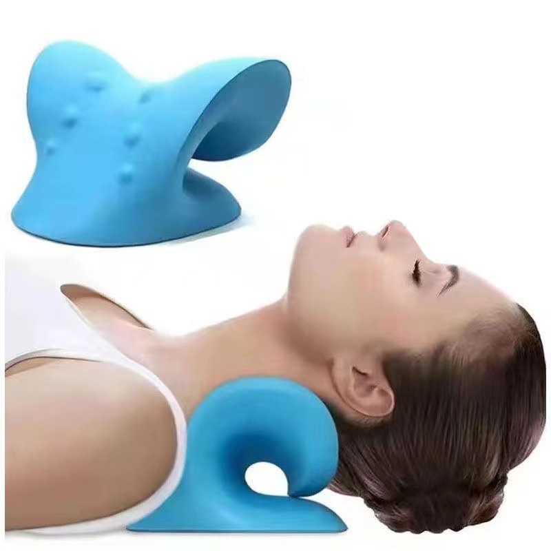 C型颈椎按摩枕重力指压颈部按摩器颈椎枕颈肩按摩枕头矫正器富贵包图