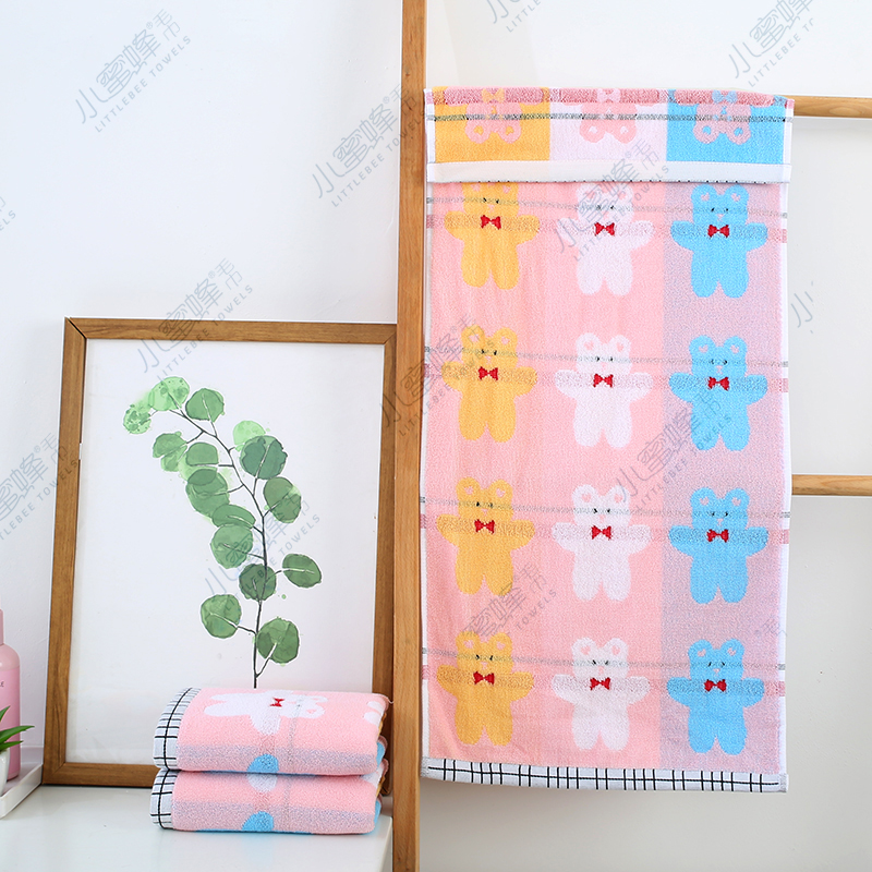 32-ply pure cotton multi-color jacquard round towel, Little Bee towel, item number: 707 Specification image