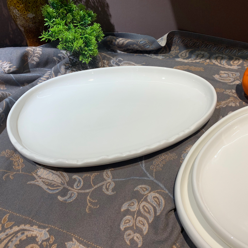 New Chinese-style restaurant hotel creative ceramic fish plates, stir-frying plates, open counter dishes display, plating, kitchen tableware wholesale Specification image
