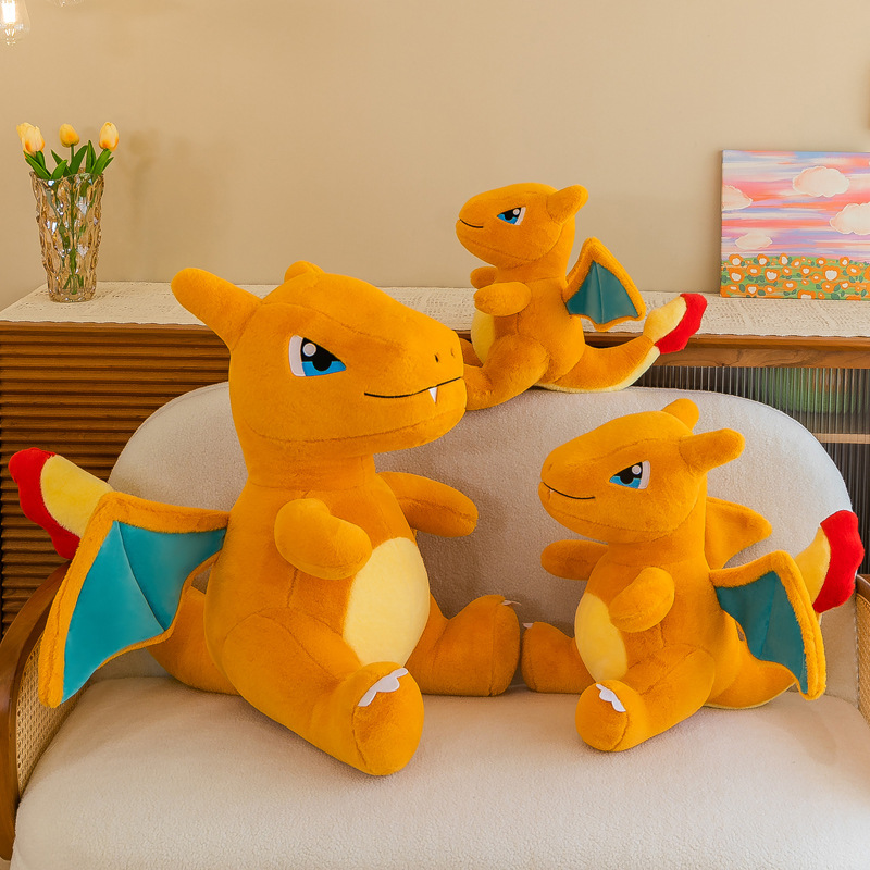 Wholesale of plush toys, fire-breathing dragon figurines, life-sized dinosaur plush toys, large cartoon fire-dragon dolls, and throw pillows