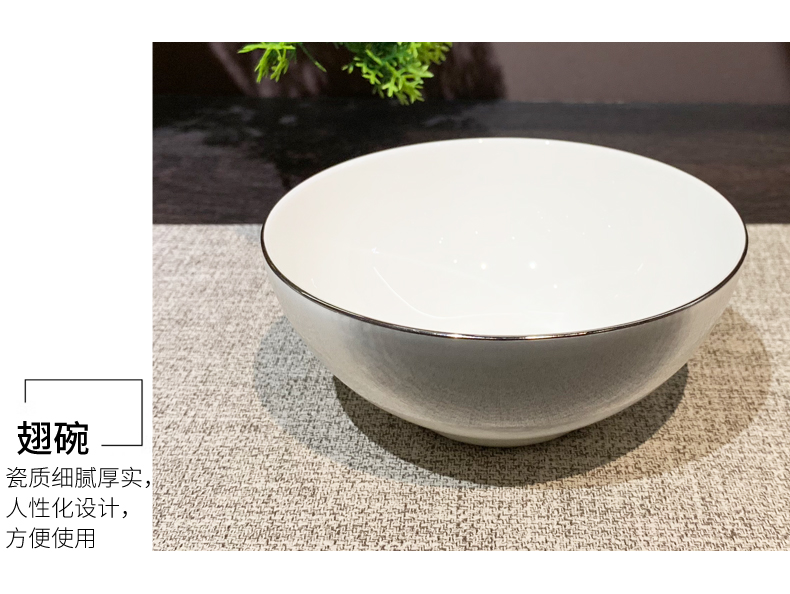 豪华轻奢酒店用品饭店会所餐厅陶瓷摆台餐具八件套碗盘套装批发详情5