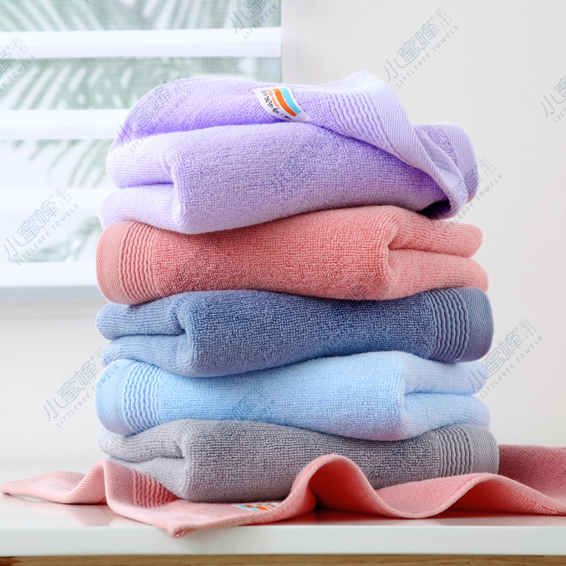 Strand thread broken all-cotton plain face towel, Little Bee towel, item number: 613 pic 3