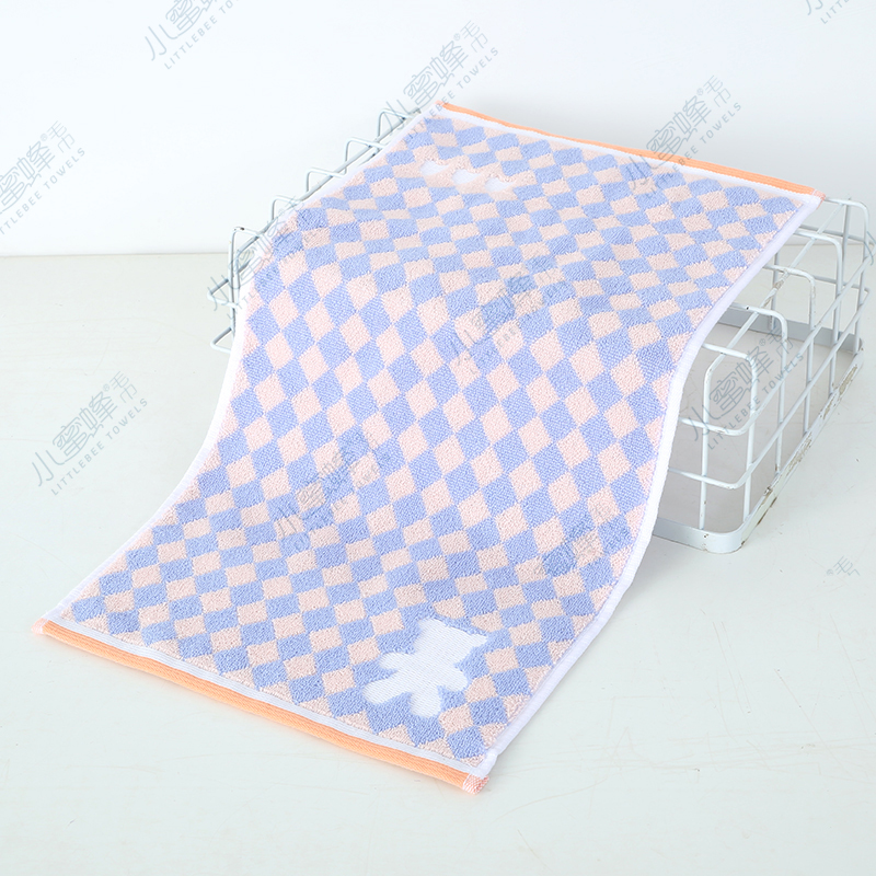 Yarn Pure Cotton Jacquard Child Towel Children's Face Towel Small Lattice Little Bear Little Bee Child Towel No. : 215 Specification drawing