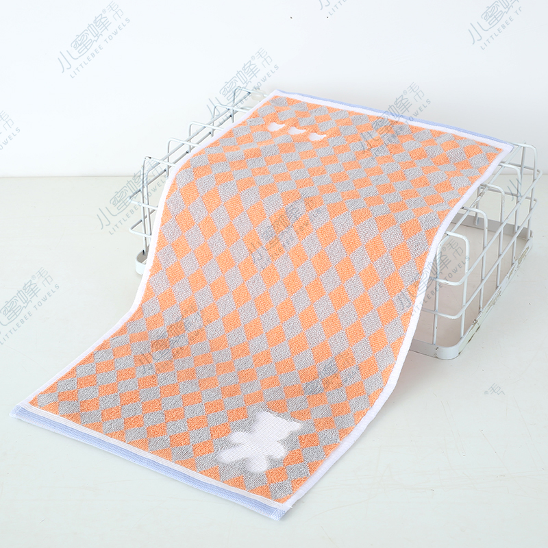 Yarn Pure Cotton Jacquard Child Towel Children's Face Towel Small Lattice Little Bear Little Bee Child Towel No. : 215 details Picture