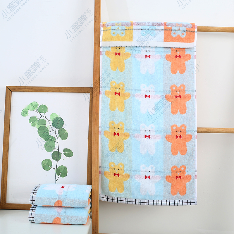 32-ply pure cotton multi-color jacquard round towel, Little Bee towel, item number: 707 details Picture