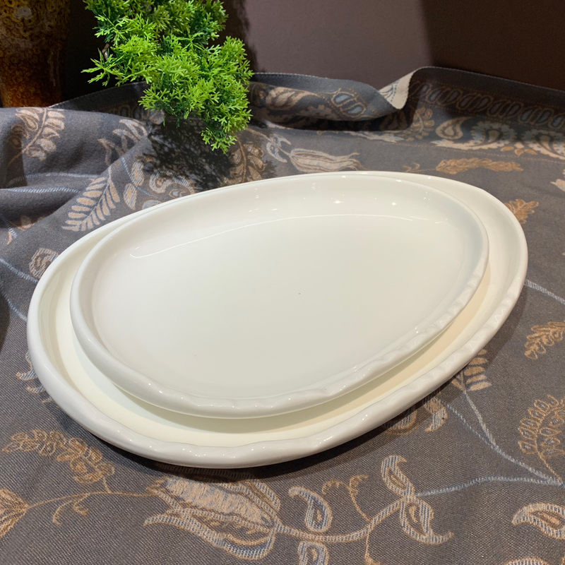 New Chinese-style restaurant hotel creative ceramic fish plates, stir-frying plates, open counter dishes display, plating, kitchen tableware wholesale details Picture