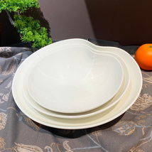 陶瓷纯白不规则点心碗酒店沙拉碗中餐冷菜私厨碗上菜特色餐具碗陶瓷盘子