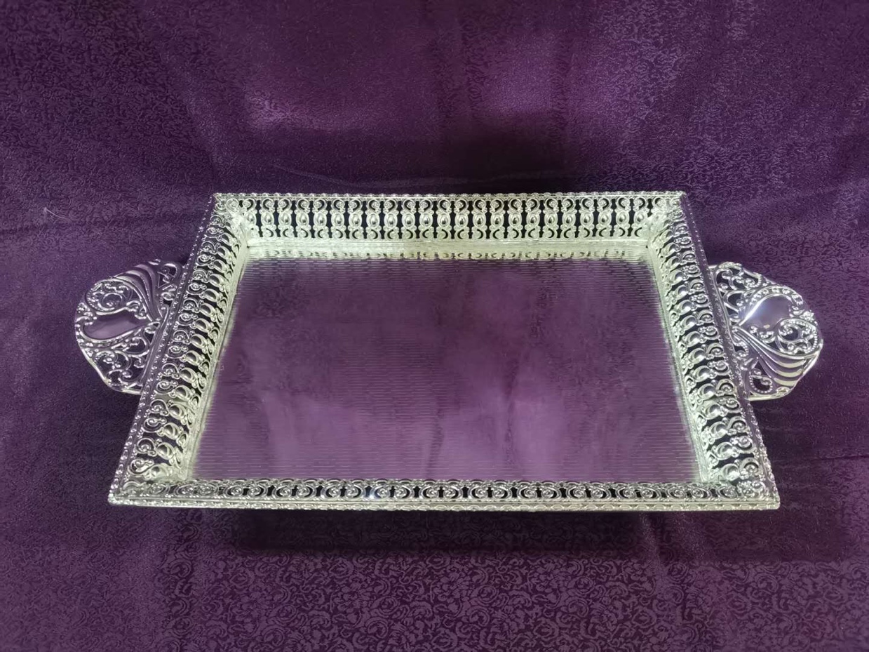 Alloy square plate, Arabian gold tray, storage plate, napkin plate, storage plate, towel plate, hotel restaurant Specification image