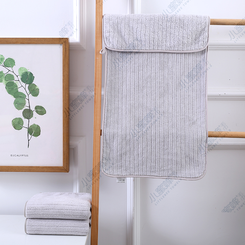 A Dry Hair Towel Coral Velvet Wrapped Bath Towel Stripe Super Absorbent Article No. : 305 Item Picture