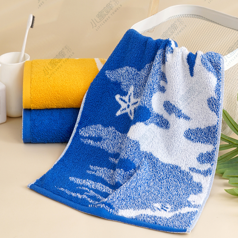 A Hair Hair Circle Seaside Scenery Towel Pure Cotton Towel Small Bee Towel Item No. : 710 Application Scenario