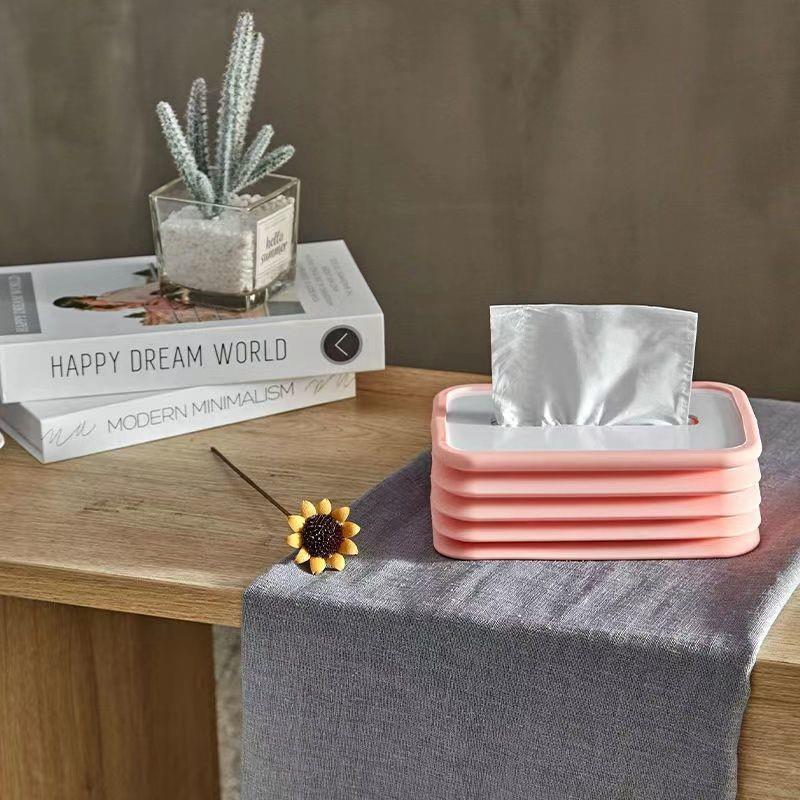 Biodegradable Silicone Tissue Box Creative Folding Paper Box Home Table Table Retractable Organ Box Application Scenario