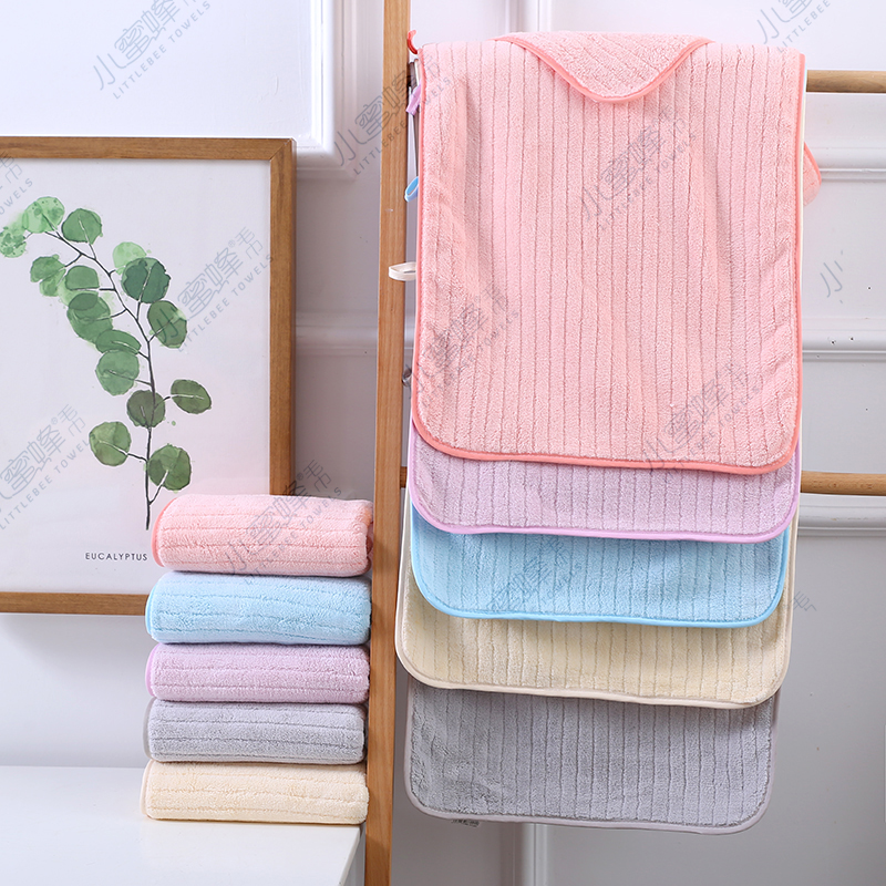 A Dry Hair Towel Coral Velvet Wrapped Bath Towel Stripe Super Absorbent Article No. : 305