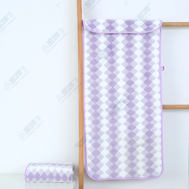 A Dry Hair Towel Coral Velvet Wrapped Bath Towel Grid Super Absorbent No. : 306 Specification drawing