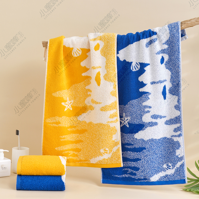 A Hair Hair Circle Seaside Scenery Towel Pure Cotton Towel Small Bee Towel Item No. : 710 Specification drawing