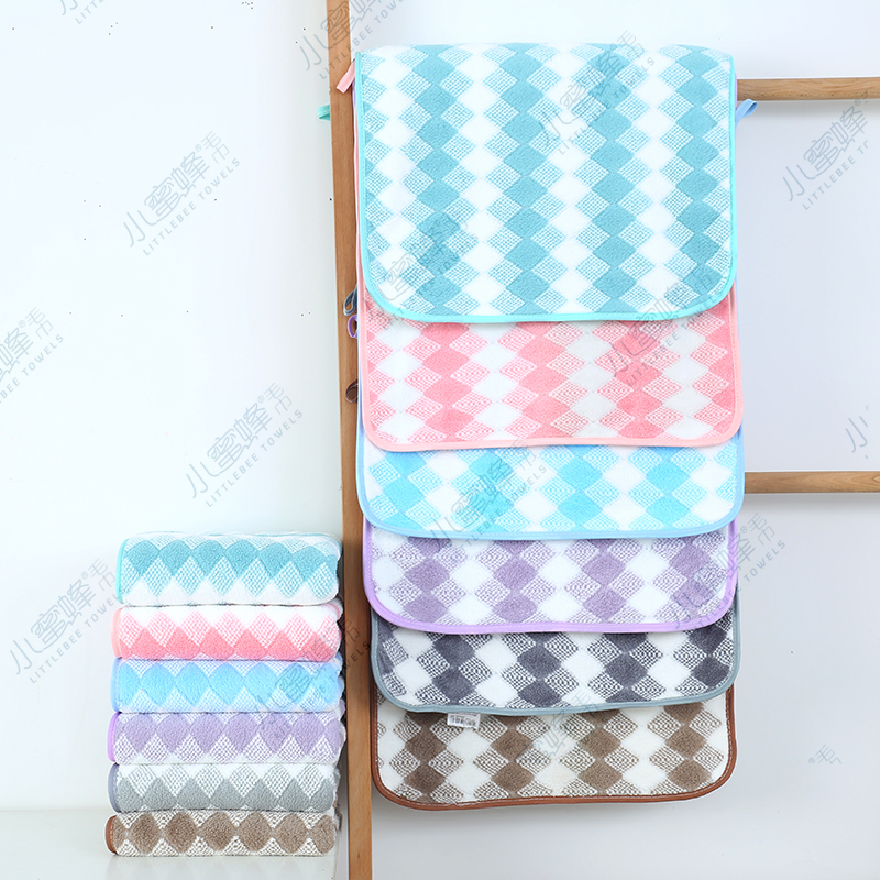 A Dry Hair Towel Coral Velvet Wrapped Bath Towel Grid Super Absorbent No. : 306