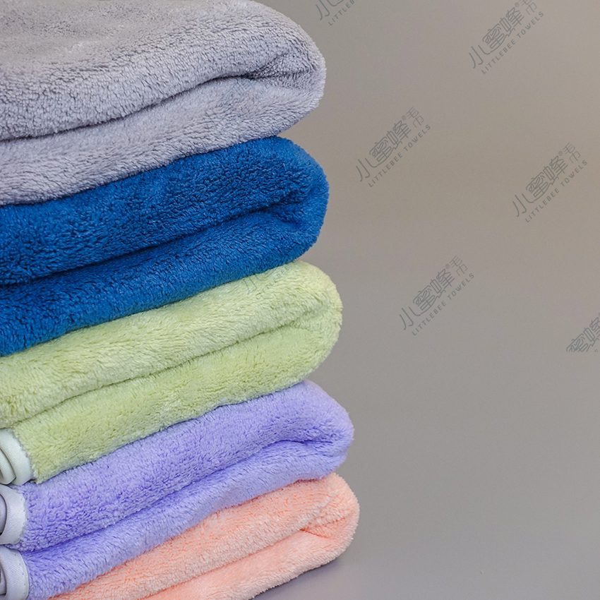A Dry Hair Towel Warp Knitted Coral Velvet Wrapped Plain Color Super Absorbent No. : 308 Item Picture