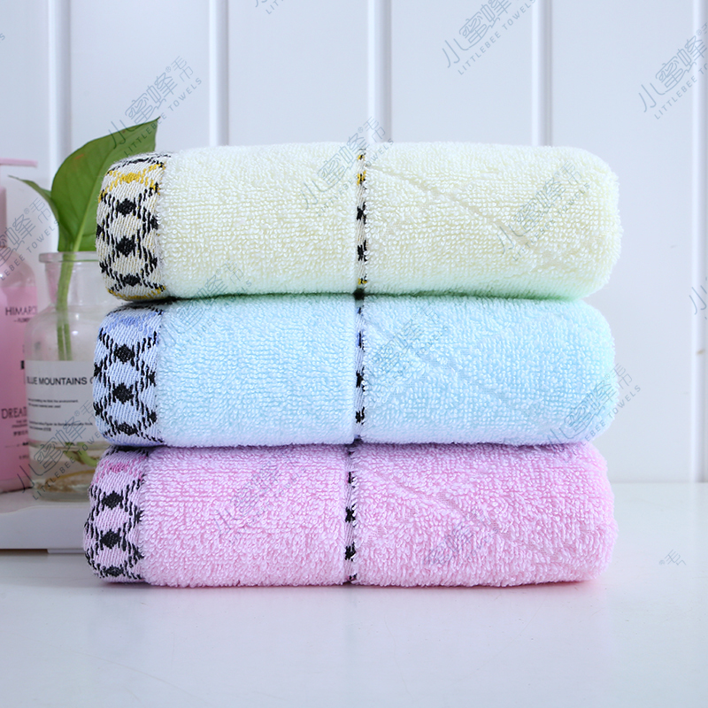 Cotton Plain Color Block Towel Hair Labor Insurance Gift Towel Little Bee Towel No. : 309 Item Picture