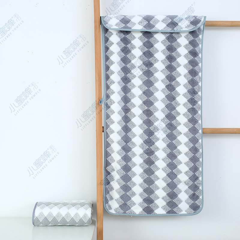 A Dry Hair Towel Coral Velvet Wrapped Bath Towel Grid Super Absorbent No. : 306 details Picture