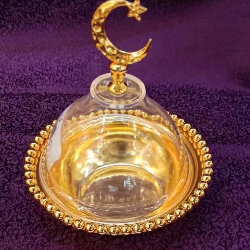 Plate With Glass Lid Disc Arabian Gold Tray Storage Tray Napkin Tray Storage Tray Towel Tray Hotel Restaurant Application Scenario