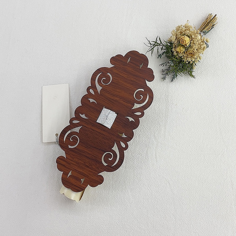 Foreign Trade Custom Long Elegant Doctor Hat Hollow Wooden Book Invitation Card Business Invitation Card Birthday Invitation Card Banquet Greeting Card Manufacturers Direct Wholesale Specification drawing