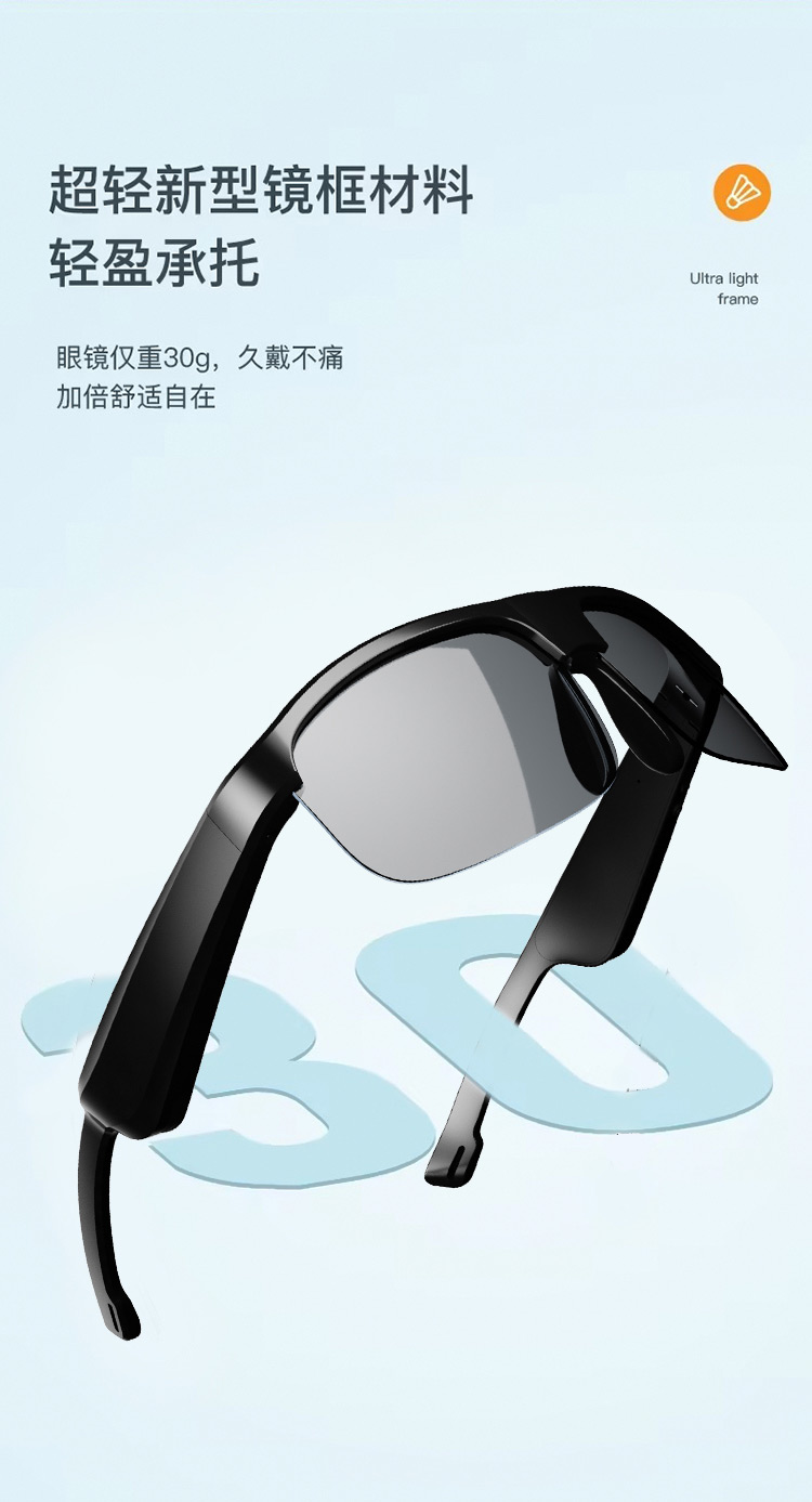 M6 Pro 智能蓝牙眼镜 集电话音乐眼镜于一体 蓝牙耳机眼镜 防紫外线详情图11