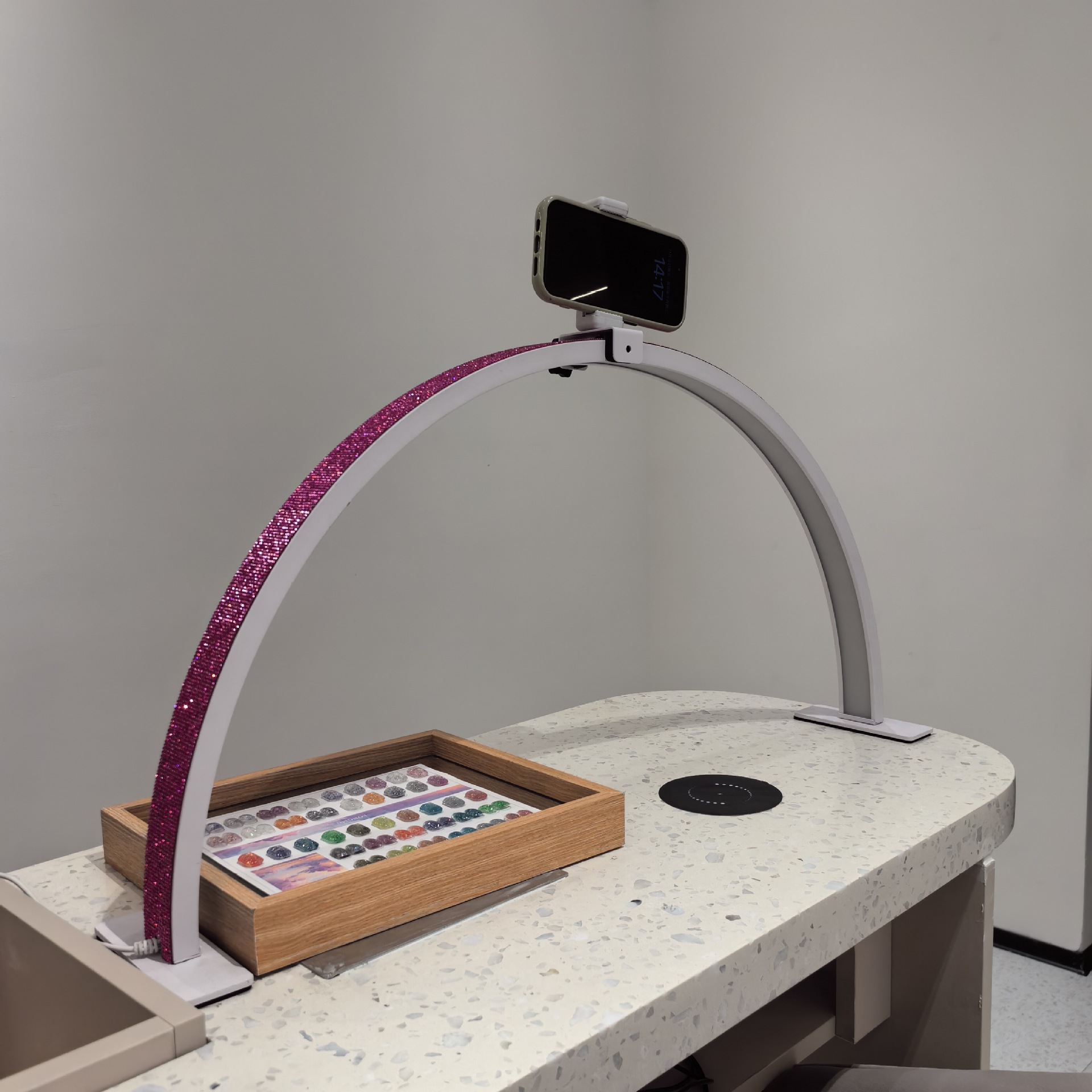 Nail art live streaming light, desktop half-moon beauty light, arc-shaped nail art table lamp, stand fill light, nail art photo light
