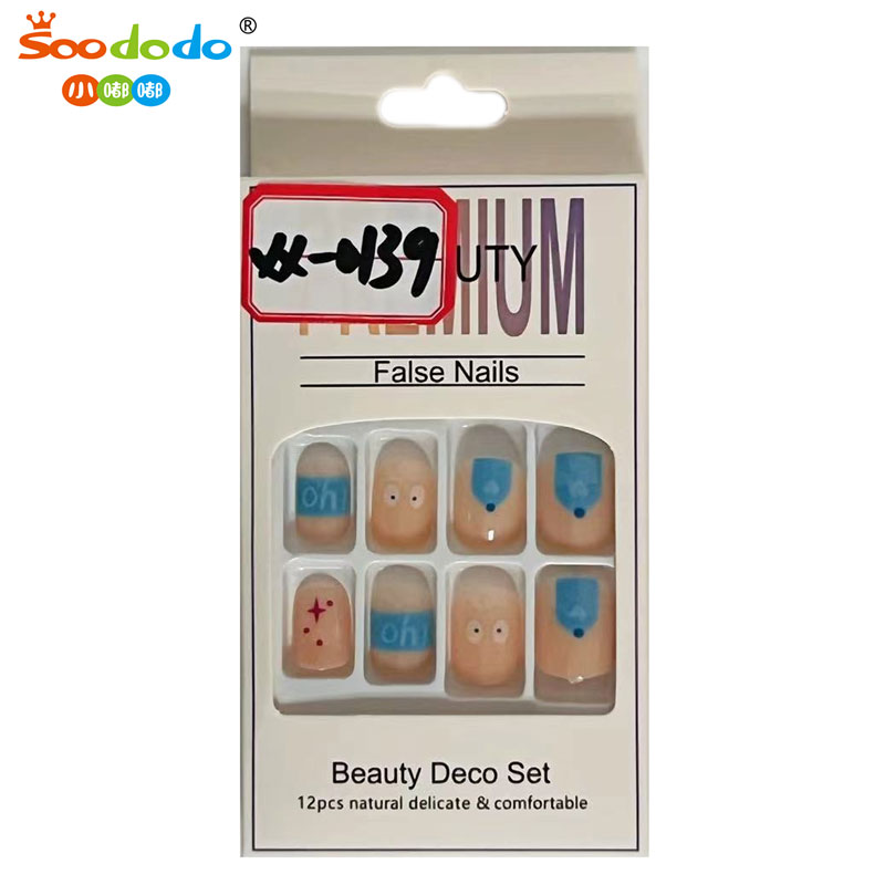 Soododo XDXX-0139 Source factory direct sales cross-border European and American fake nail patch Black nail removable mid-length wear nail piece jewelry nail full figure