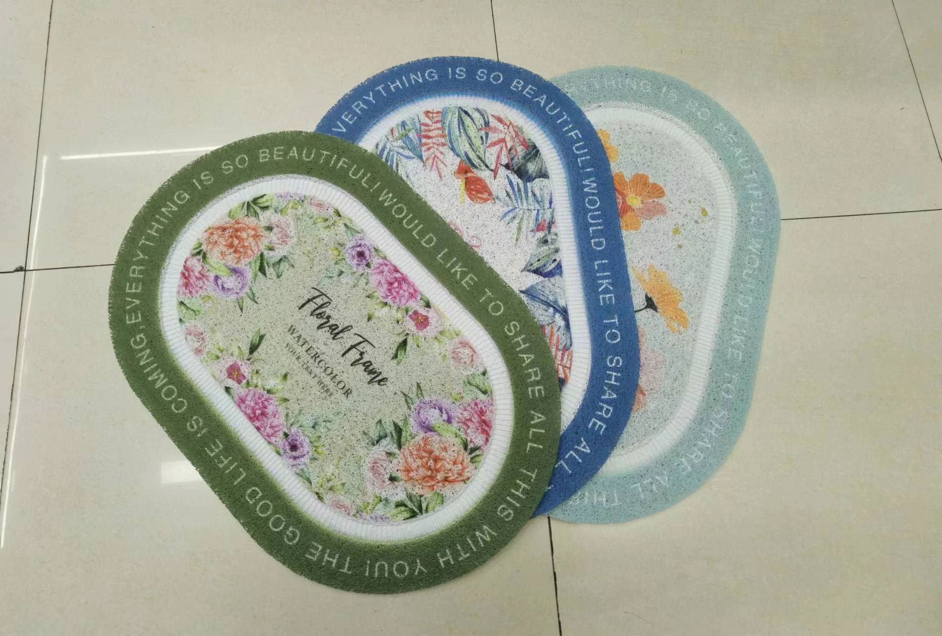 The new 3D elliptical square-shaped floor mat, PVC mat, anti-slip mat, door mat, bathroom mat, brushed mat, foot mat and indoor mat have multiple patterns and good anti-slip effect. The size is 40*60CM details Picture