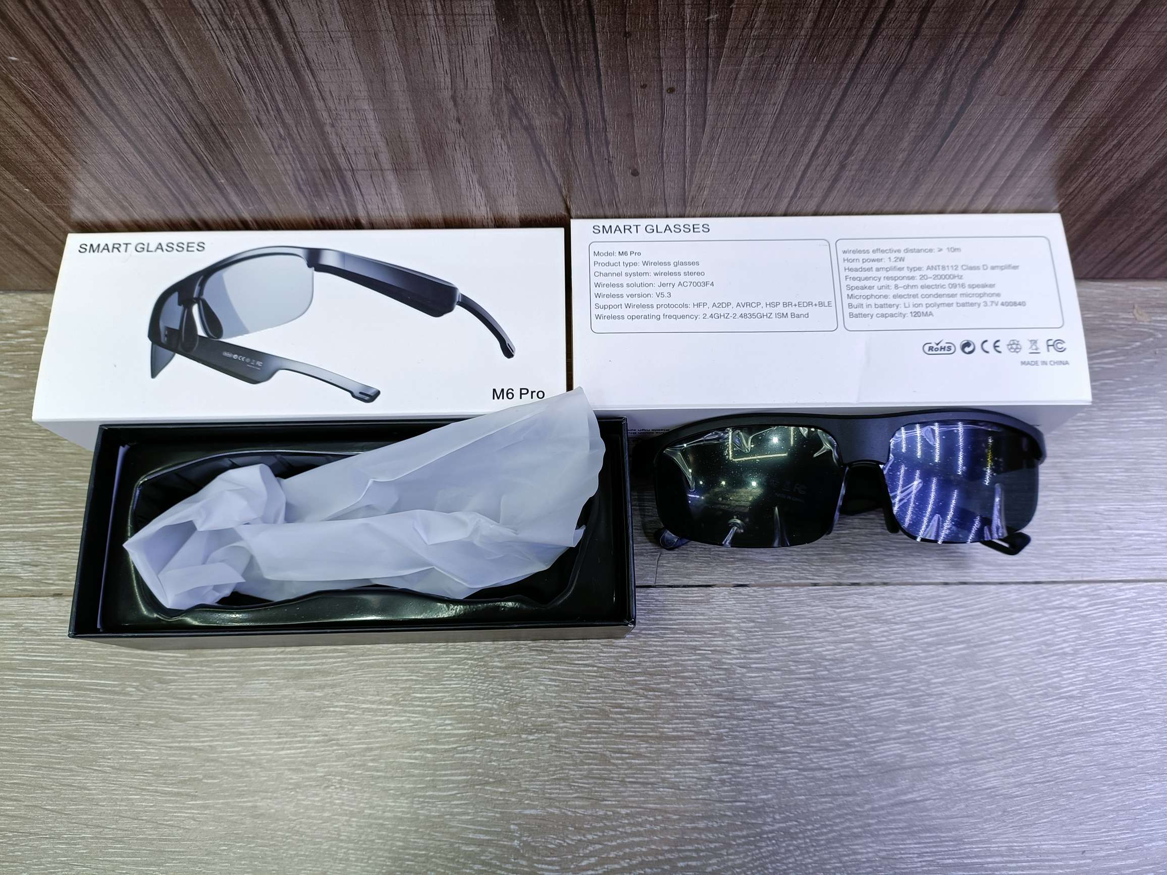 M6 Pro 智能蓝牙眼镜 集电话音乐眼镜于一体 蓝牙耳机眼镜 防紫外线详情图2