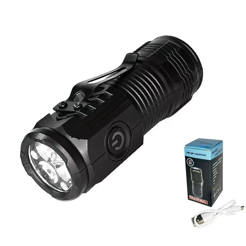 528USB three-hole rechargeable plastic flashlight, household flashlight, magnetic work light, hand-held portable mini lighting pen holder, small flashlight pic 11