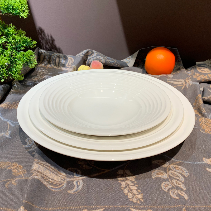 酒店用品9寸10.5寸12寸圆形汤盘水果点心碗沙拉碗后厨炒菜碗盘