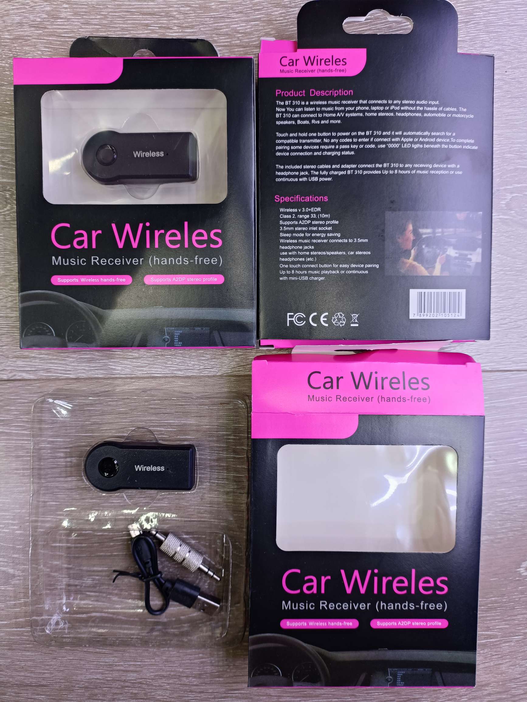 Car Audio Bluetooth receiver 3.5mm rechargeable microphone Dual-purpose Bluetooth receiver wireless audio adapter