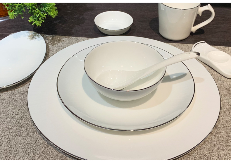 简约风陶瓷餐具定制酒店民宿会所高档摆台八件套杯碟碗套装批发详情1