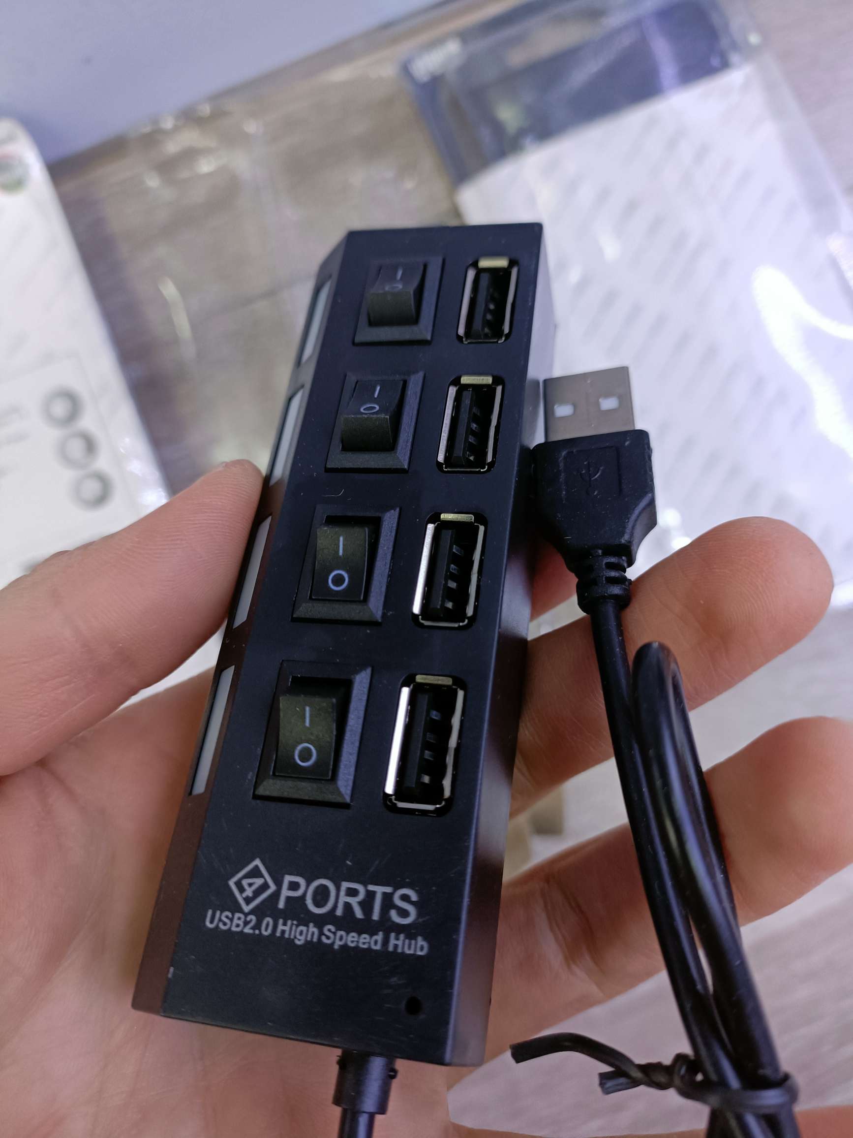 USB电脑接口分线器带开关HUB 4孔独立开关HUB USB2.0集线器 一拖四多接口集线器细节图