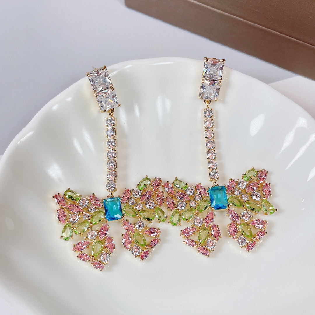 New light luxury smart long butterfly hundred fringe zircon earrings fashion master details Picture