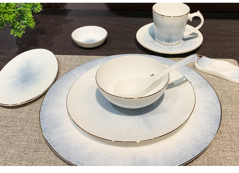 星级酒店摆台陶瓷八件套套餐高档会所餐厅简约陶瓷餐具批发陶瓷盘盘子碗陶瓷盘子详情1